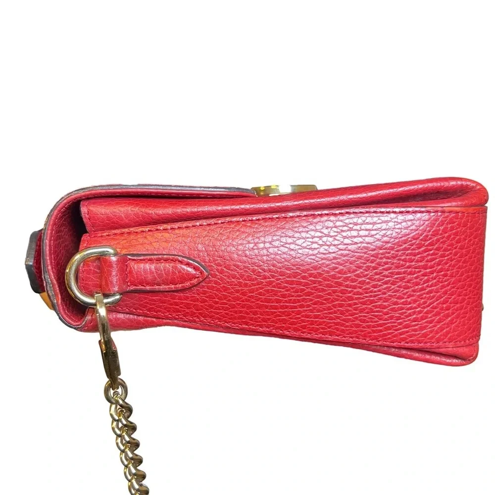 GUCCI Dollar Calfskin Interlocking G Shoulder Bag Red - Picture 8 of 14